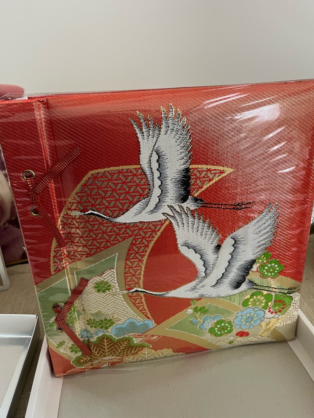 Japanese Red Crane Embroidered Decorative Album